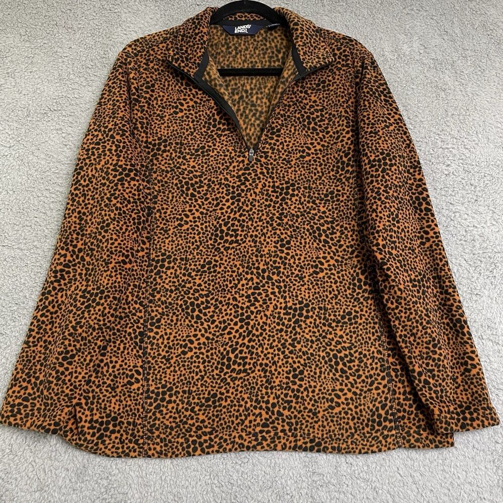 Lands' End Leopard Print Pullover Jacket in Tan and Black